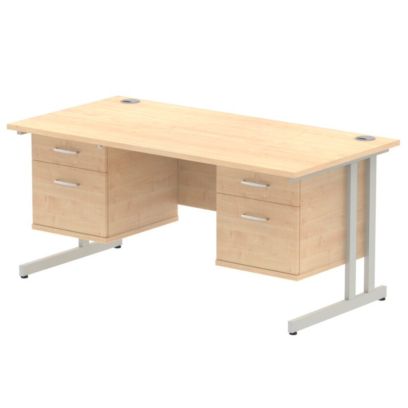 Surge 1600mm Cantilever Straight Desk With Two Fixed Pedestal - Image 32