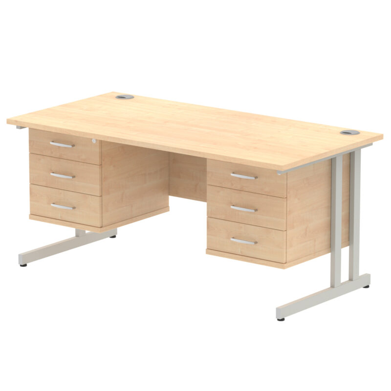 Surge 1600mm Cantilever Straight Desk With Two Fixed Pedestal - Image 33