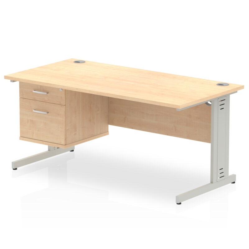 Surge 1600mm Cable Managed Straight Desk With Single Fixed Pedestal - Image 13
