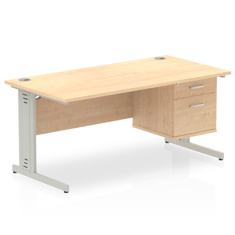 Surge 1600mm Cable Managed Straight Desk With Single Fixed Pedestal - Image 14