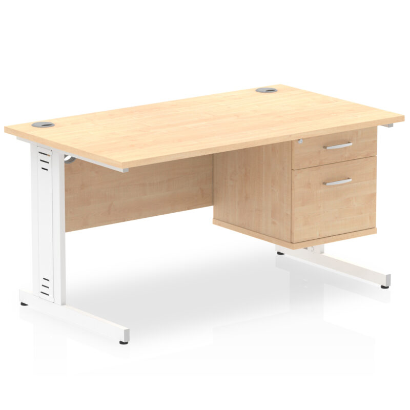 Surge 1400mm Cable Managed Straight Desk With Single Fixed Pedestal - Image 18