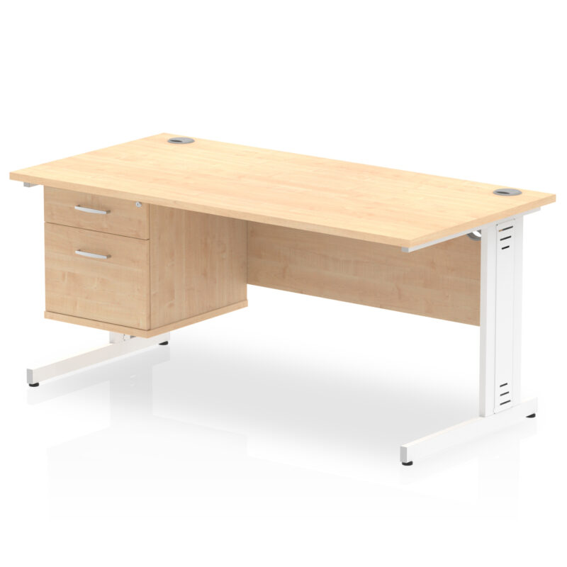 Surge 1600mm Cable Managed Straight Desk With Single Fixed Pedestal - Image 17