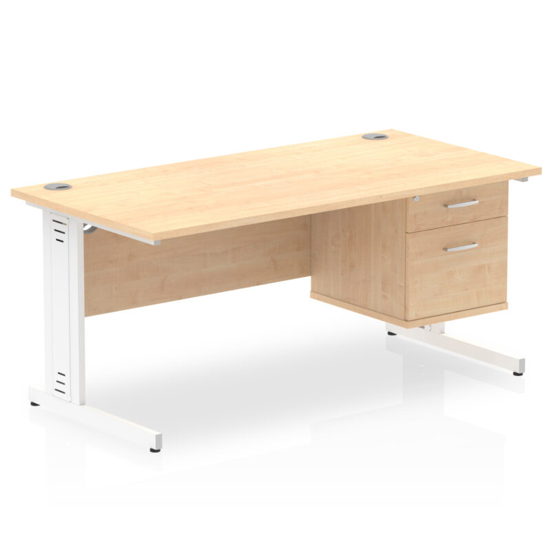 Surge 1600mm Cable Managed Straight Desk With Single Fixed Pedestal - Image 18