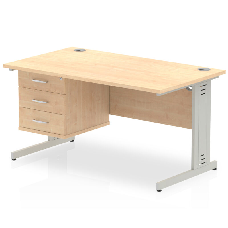 Surge 1400mm Cable Managed Straight Desk With Single Fixed Pedestal - Image 15