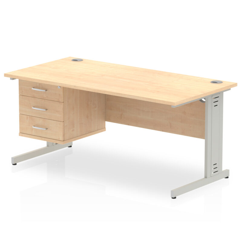 Surge 1600mm Cable Managed Straight Desk With Single Fixed Pedestal - Image 15