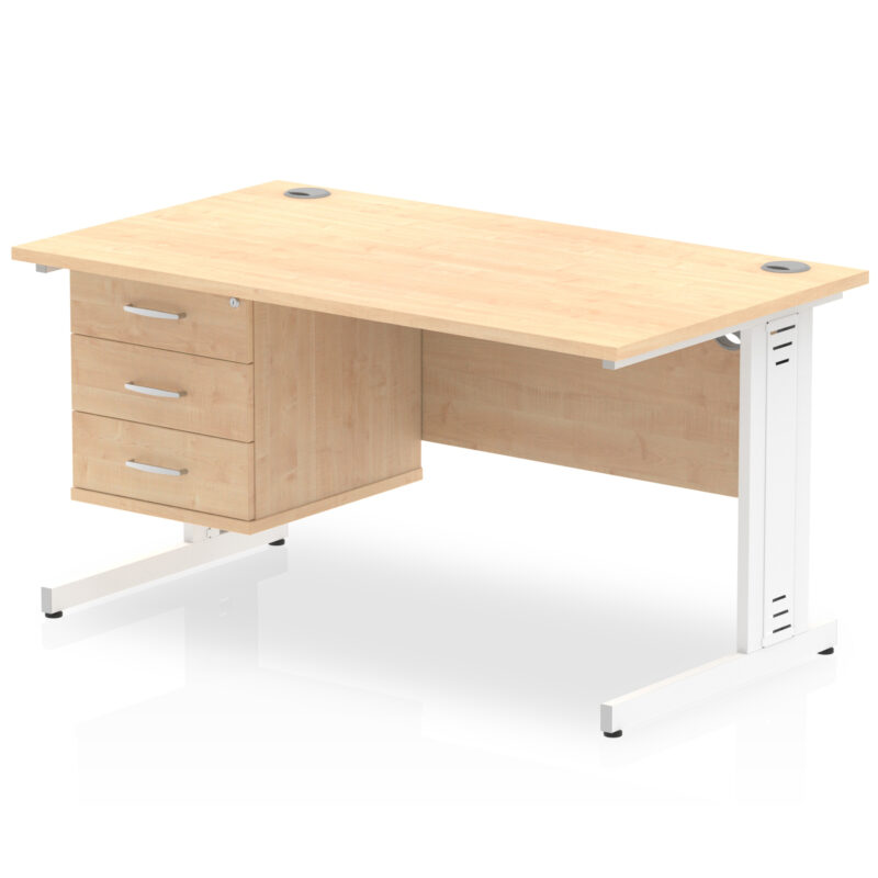 Surge 1400mm Cable Managed Straight Desk With Single Fixed Pedestal - Image 19
