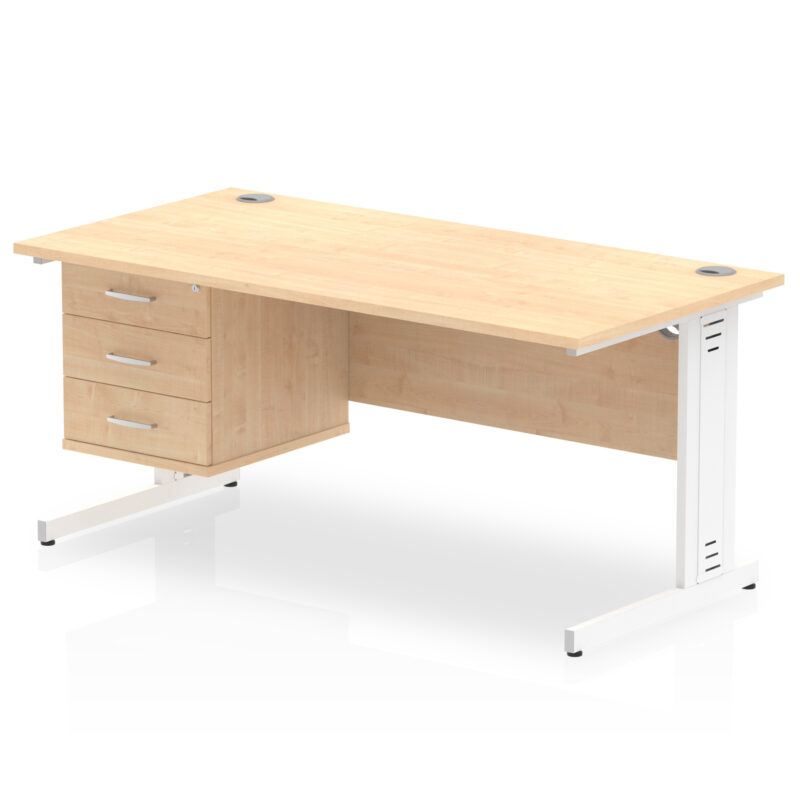 Surge 1600mm Cable Managed Straight Desk With Single Fixed Pedestal - Image 19