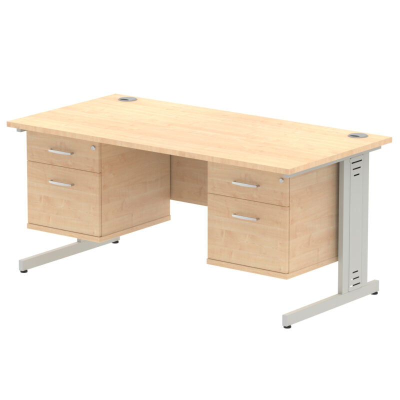 Surge 1600mm Cable Managed Straight Desk With Two Fixed Pedestal - Image 17