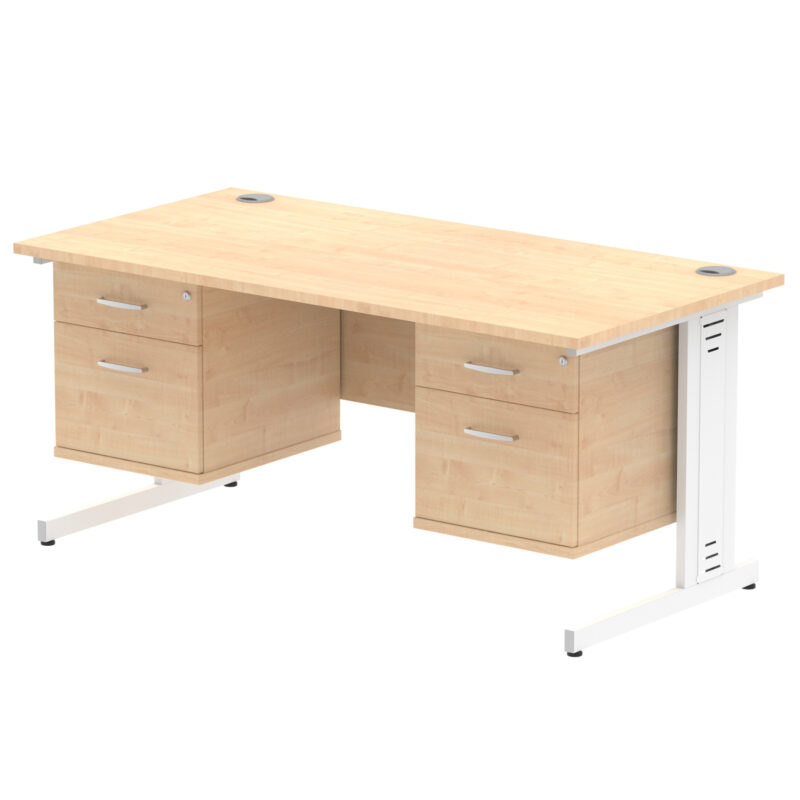 Surge 1600mm Cable Managed Straight Desk With Two Fixed Pedestal - Image 21