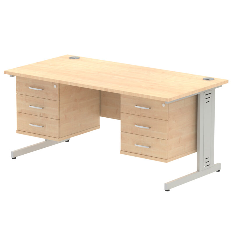 Surge 1600mm Cable Managed Straight Desk With Two Fixed Pedestal - Image 18
