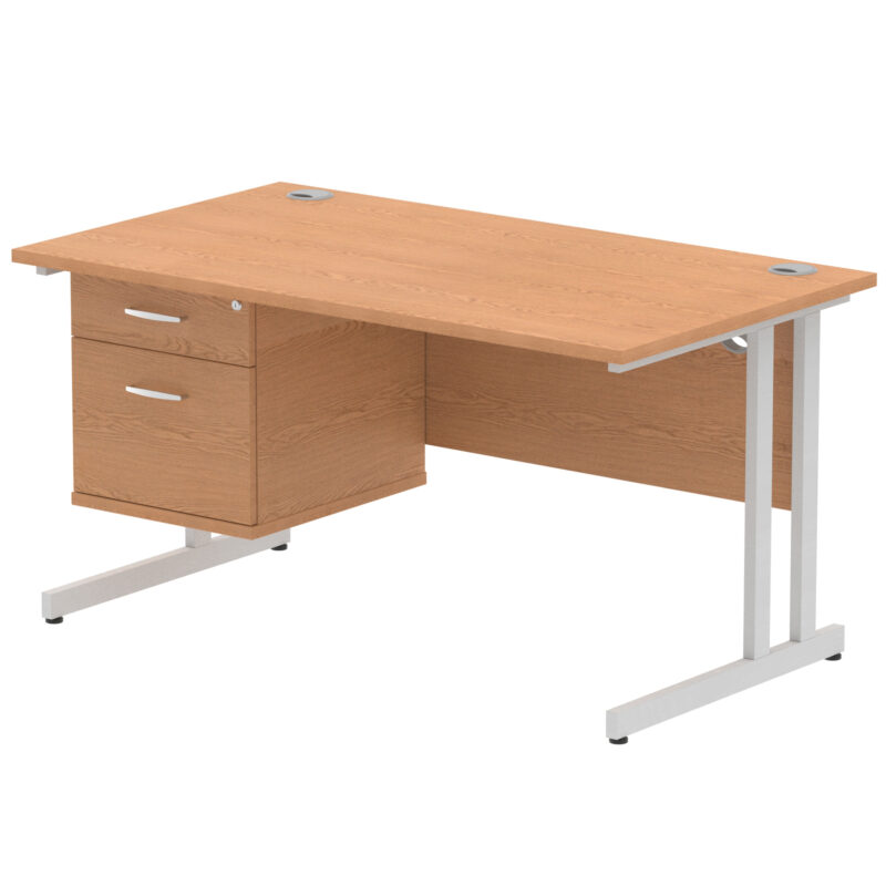 Surge 1400mm Cantilever Straight Desk With Single Fixed Pedestal - Image 89