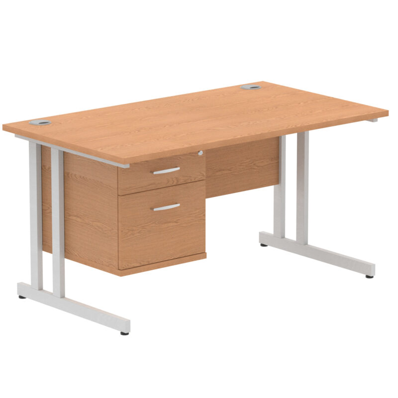 Surge 1400mm Cantilever Straight Desk With Single Fixed Pedestal - Image 91