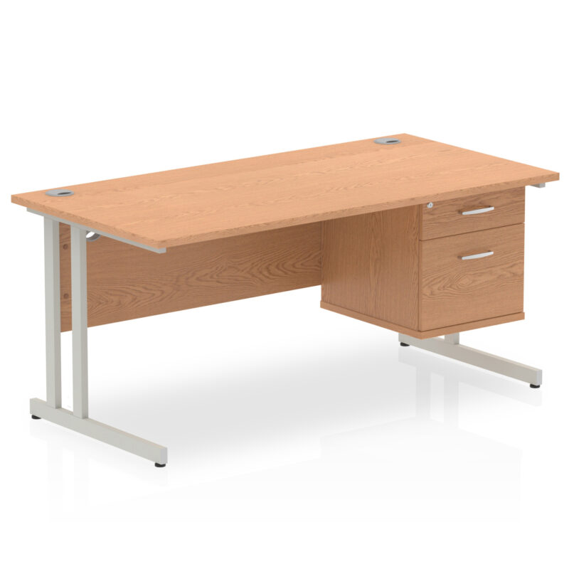 Surge 1600mm Cantilever Straight Desk With Single Fixed Pedestal - Image 34
