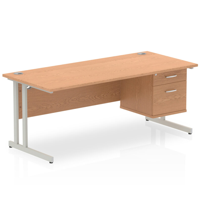 Surge 1800mm Cantilever Straight Desk With Single Fixed Pedestal - Image 34