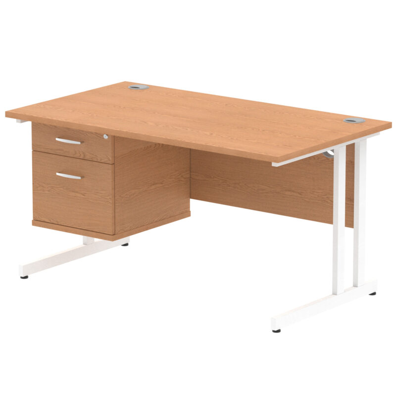 Surge 1400mm Cantilever Straight Desk With Single Fixed Pedestal - Image 30