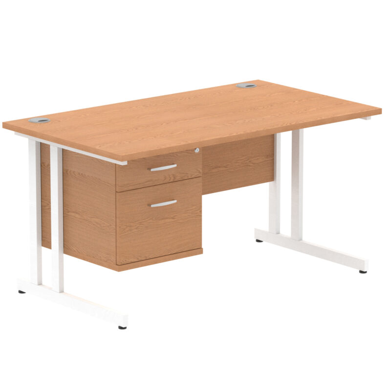 Surge 1400mm Cantilever Straight Desk With Single Fixed Pedestal - Image 32