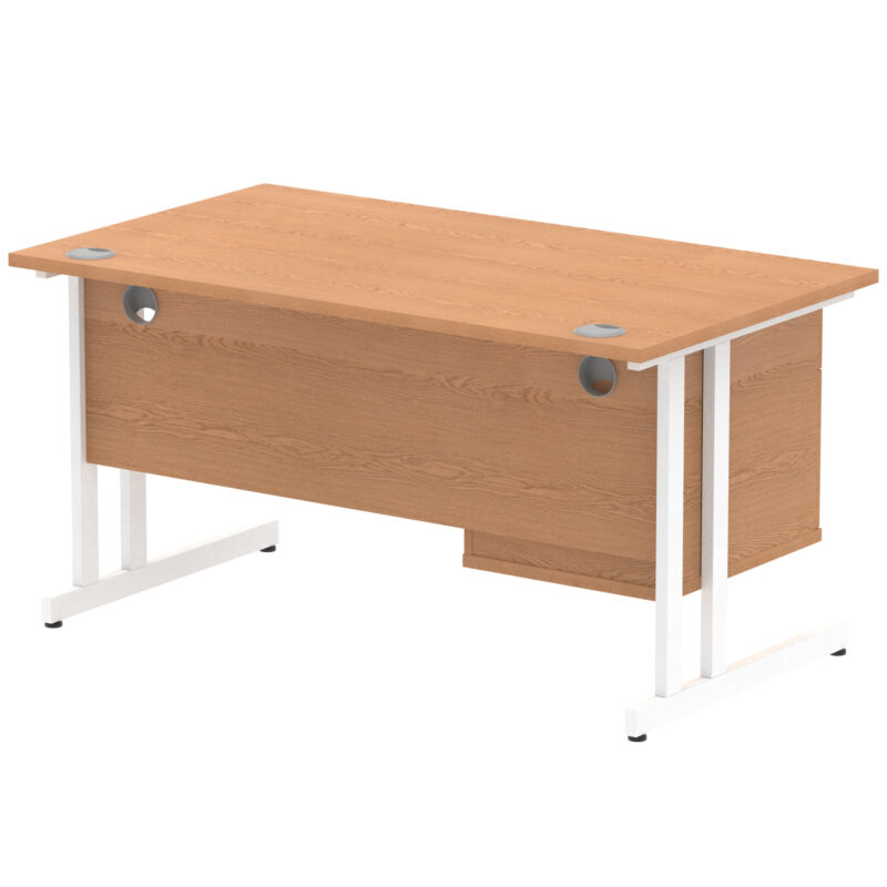 Surge 1400mm Cantilever Straight Desk With Single Fixed Pedestal - Image 34