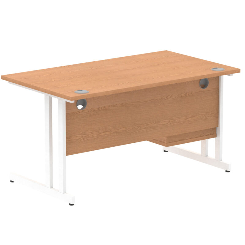 Surge 1400mm Cantilever Straight Desk With Single Fixed Pedestal - Image 36