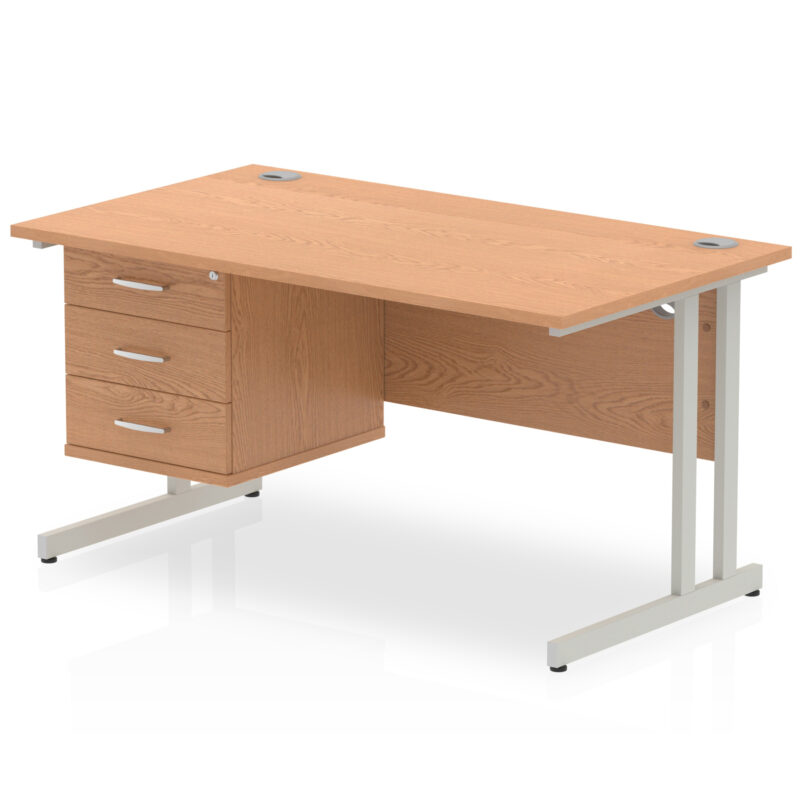 Surge 1400mm Cantilever Straight Desk With Single Fixed Pedestal - Image 97