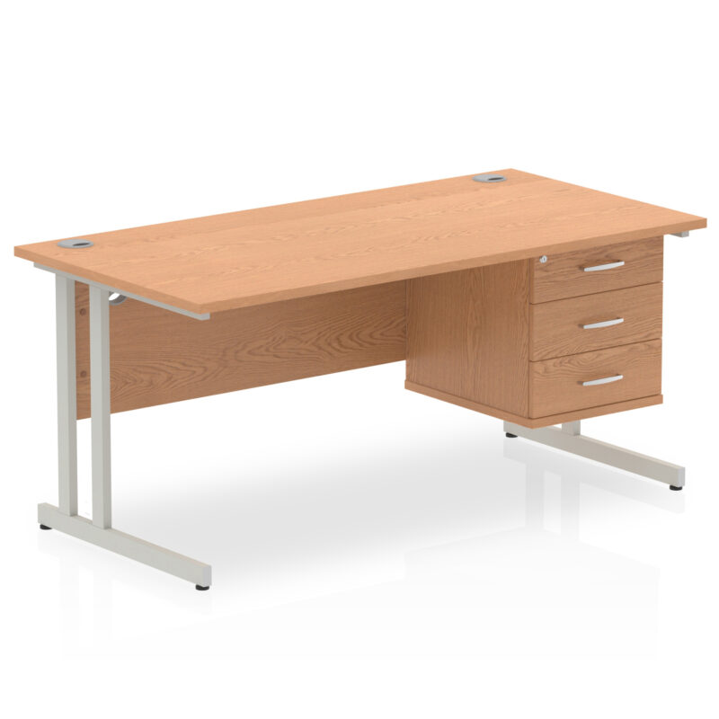 Surge 1600mm Cantilever Straight Desk With Single Fixed Pedestal - Image 36