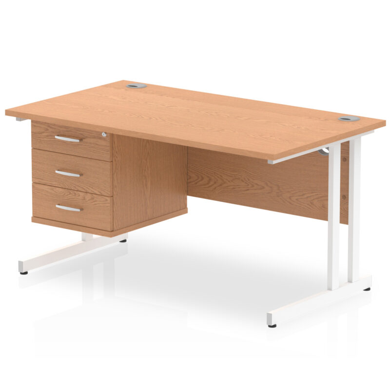 Surge 1400mm Cantilever Straight Desk With Single Fixed Pedestal - Image 38