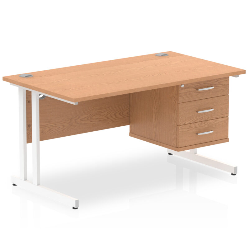 Surge 1400mm Cantilever Straight Desk With Single Fixed Pedestal - Image 39