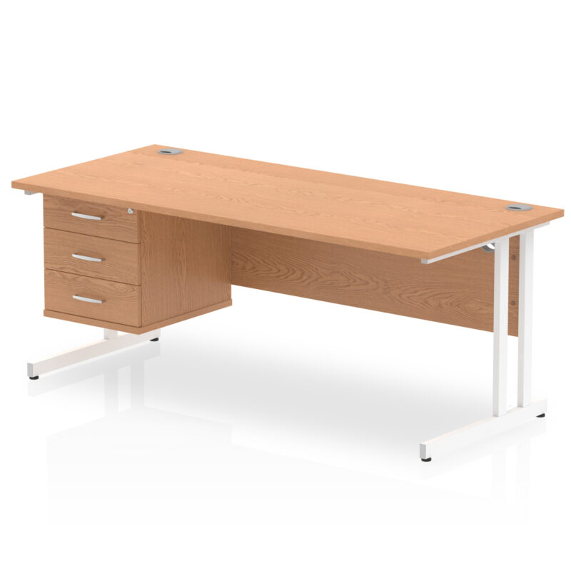 Surge 1800mm Cantilever Straight Desk With Single Fixed Pedestal - Image 13