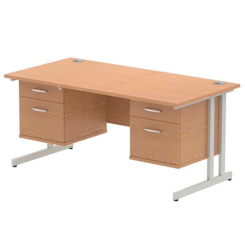 Surge 1600mm Cantilever Straight Desk With Two Fixed Pedestal - Image 36
