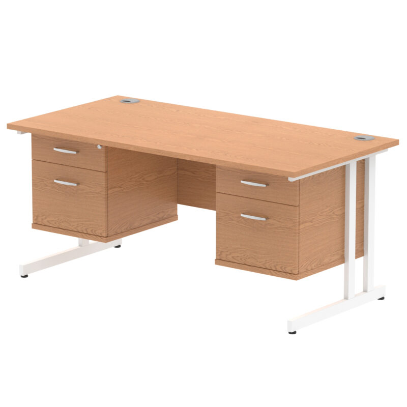 Surge 1600mm Cantilever Straight Desk With Two Fixed Pedestal - Image 13