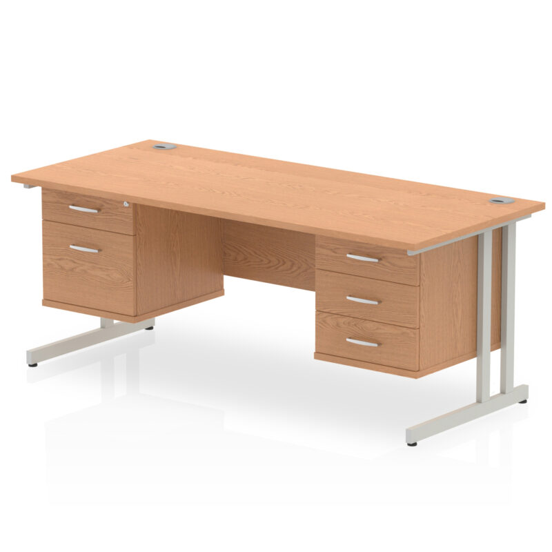 Surge 1600mm Cantilever Straight Desk With Two Fixed Pedestal - Image 34