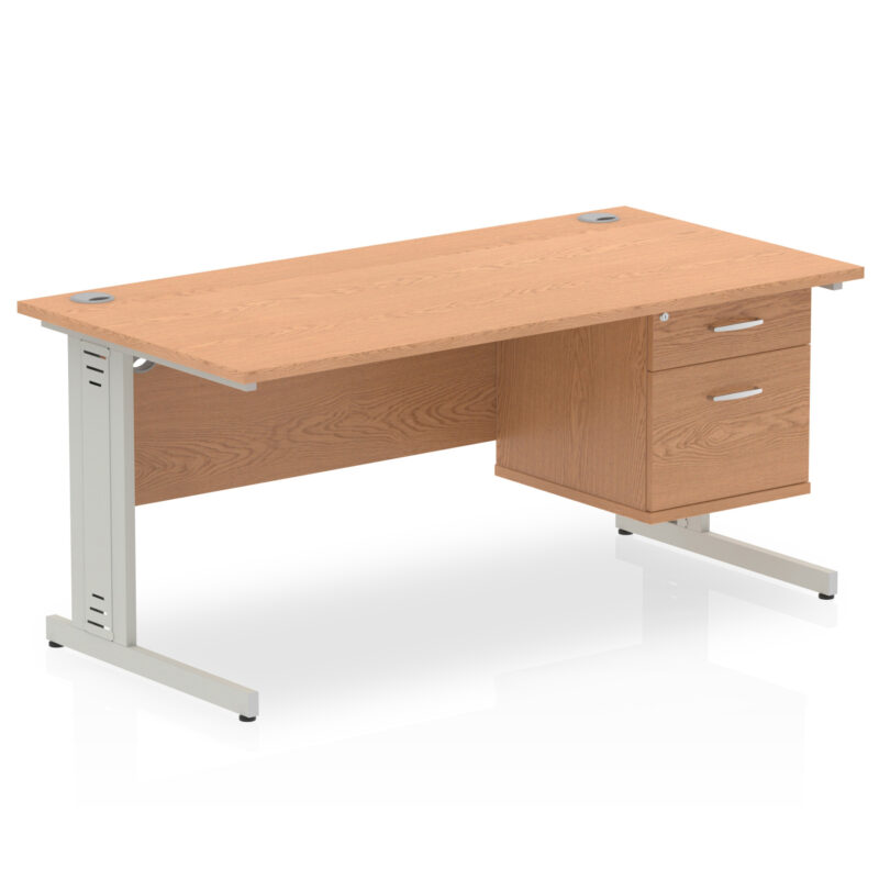 Surge 1600mm Cable Managed Straight Desk With Single Fixed Pedestal - Image 22