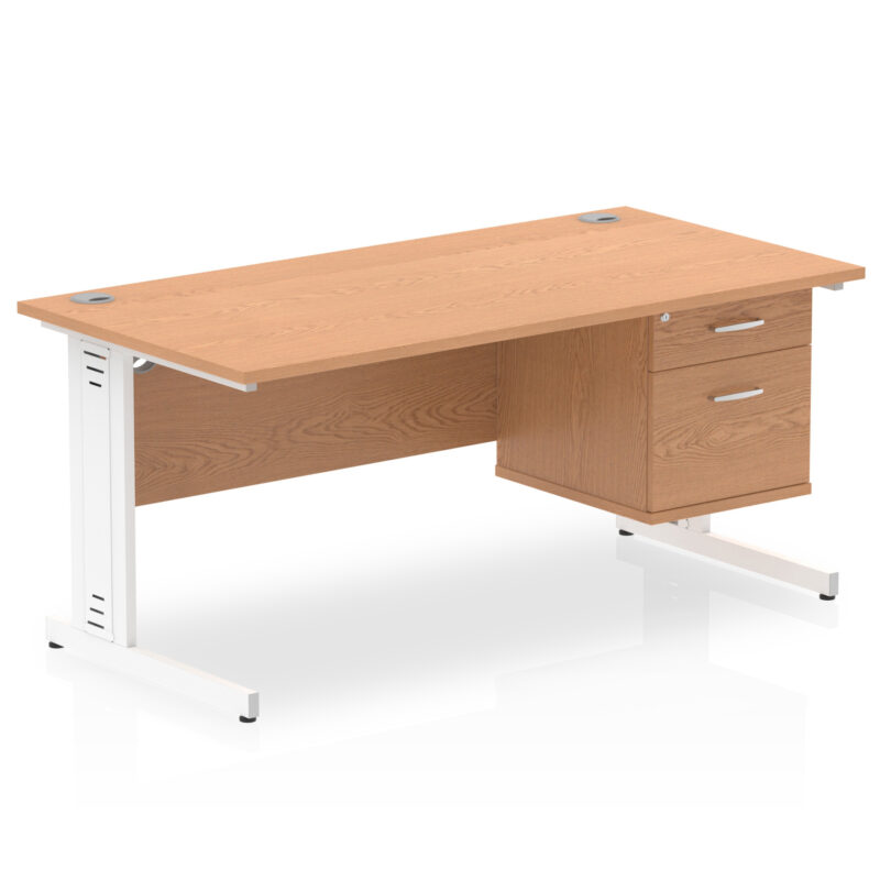 Surge 1600mm Cable Managed Straight Desk With Single Fixed Pedestal - Image 26