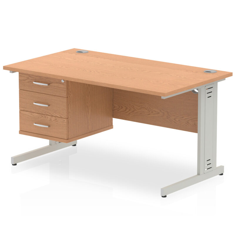 Surge 1400mm Cable Managed Straight Desk With Single Fixed Pedestal - Image 23