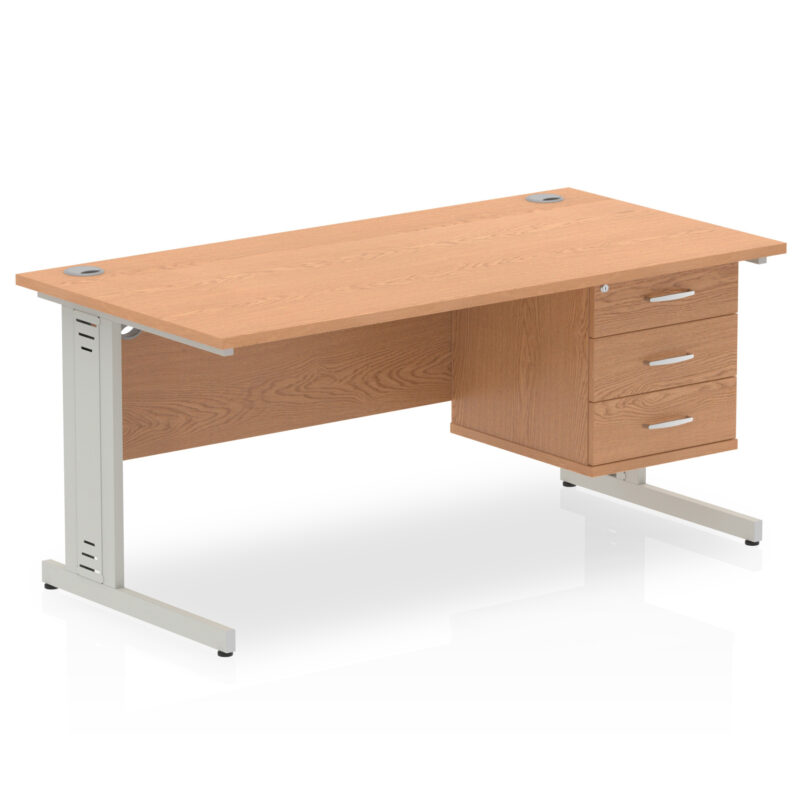 Surge 1600mm Cable Managed Straight Desk With Single Fixed Pedestal - Image 24