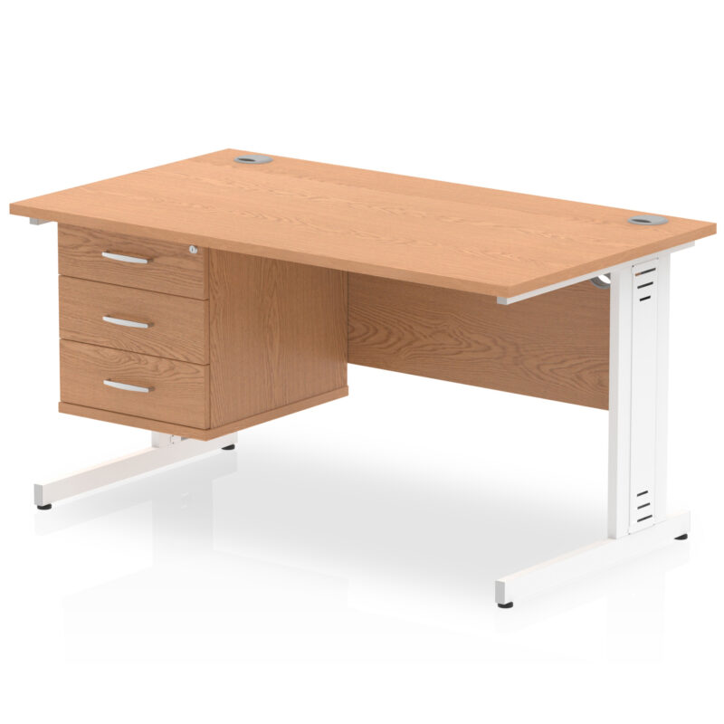 Surge 1400mm Cable Managed Straight Desk With Single Fixed Pedestal - Image 27