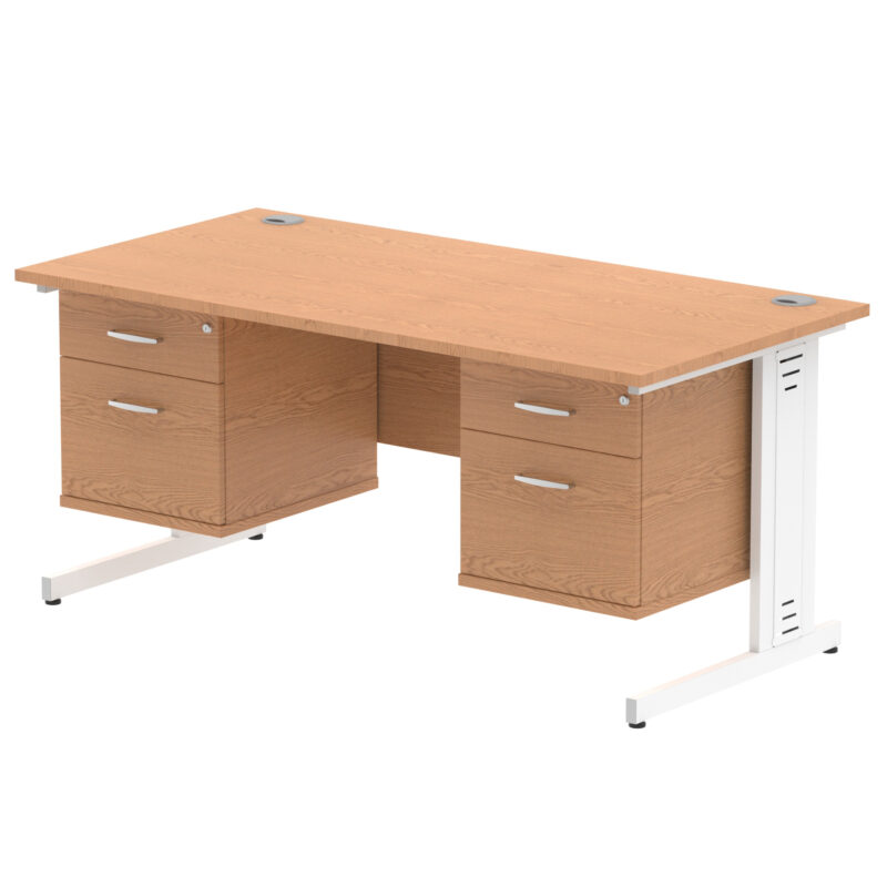 Surge 1600mm Cable Managed Straight Desk With Two Fixed Pedestal - Image 29