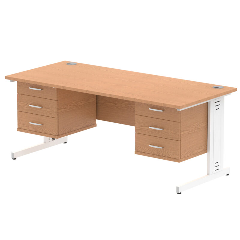 Surge 1800mm Cable Managed Straight Desk With Two Fixed Pedestal - Image 30