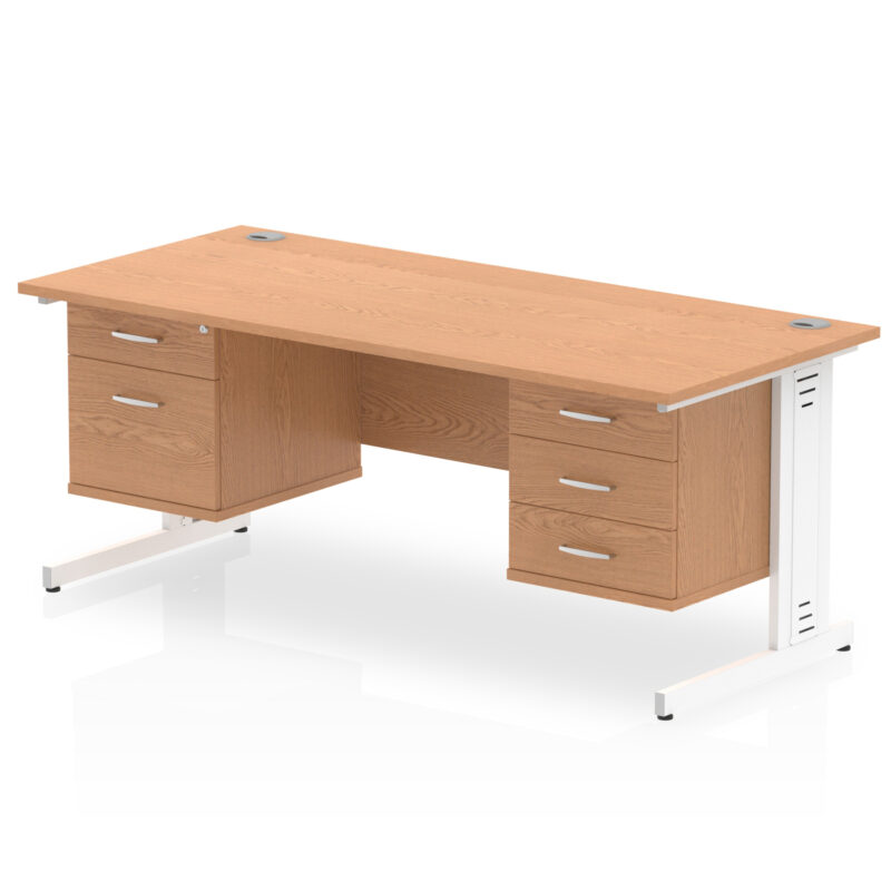 Surge 1600mm Cable Managed Straight Desk With Two Fixed Pedestal - Image 27