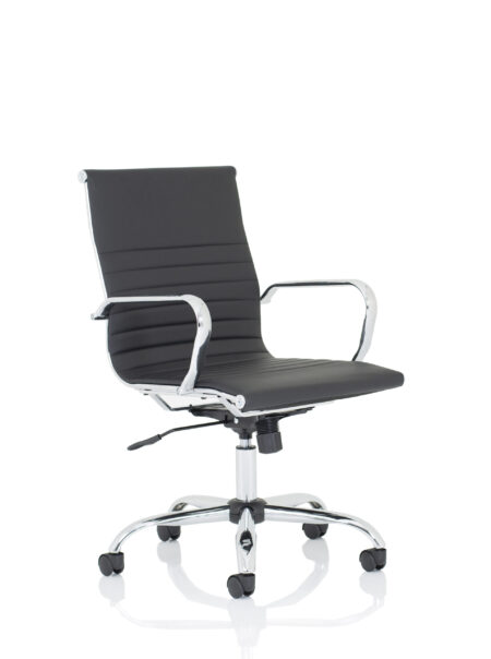 Orleans Black Leather Executive Office Chair with Arms