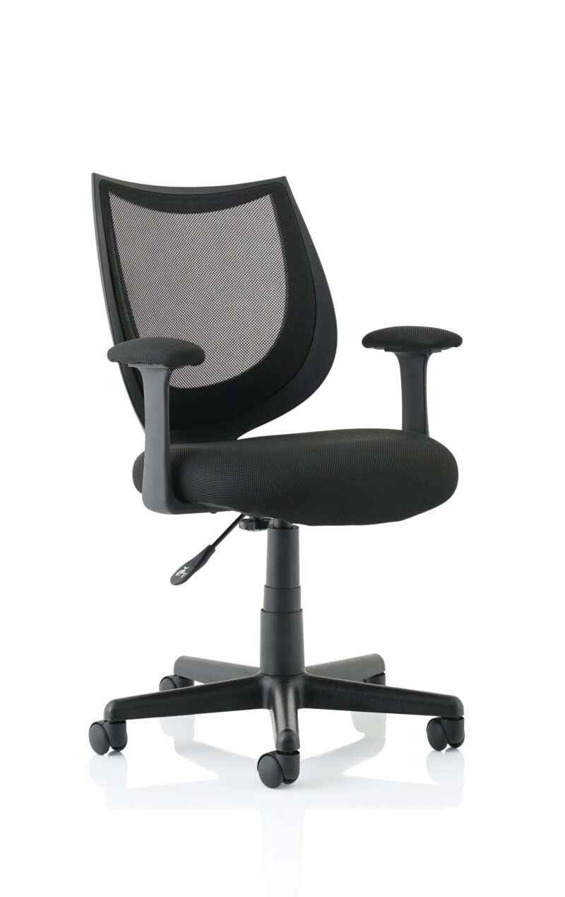 Monarch Medium Back Black Mesh Task Operator Office Chair With Arms