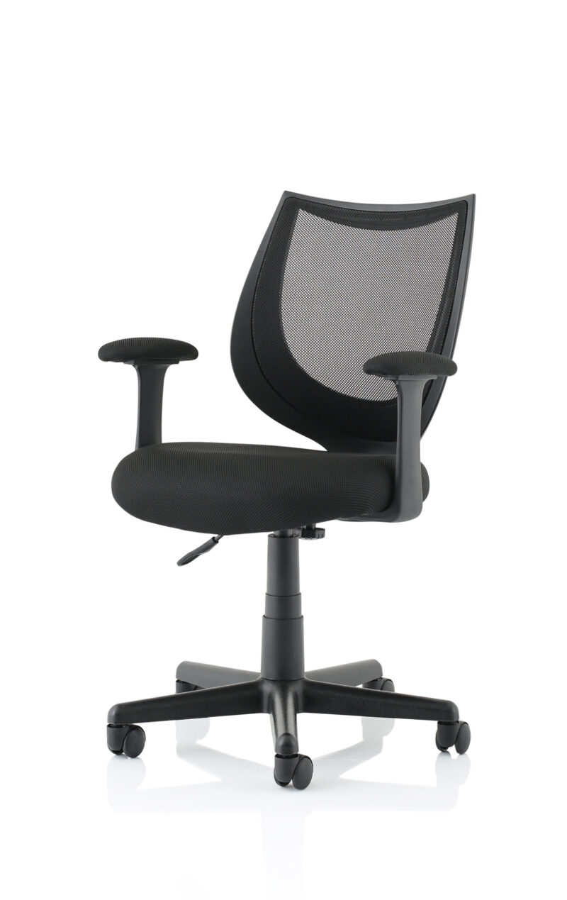Monarch Medium Back Black Mesh Task Operator Office Chair With Arms - Image 3