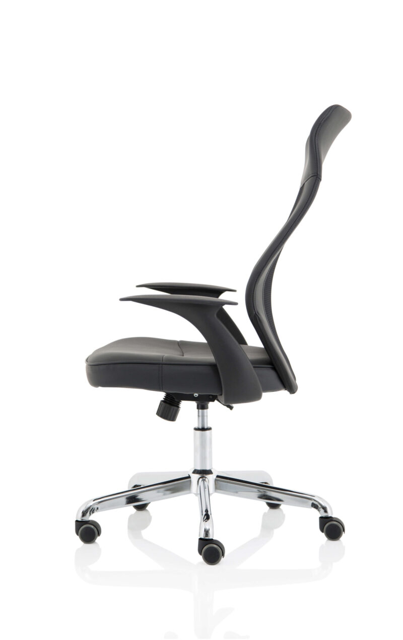 Cove High Mesh Back Task Operator Black Leather Office Chair with Arms - Image 4