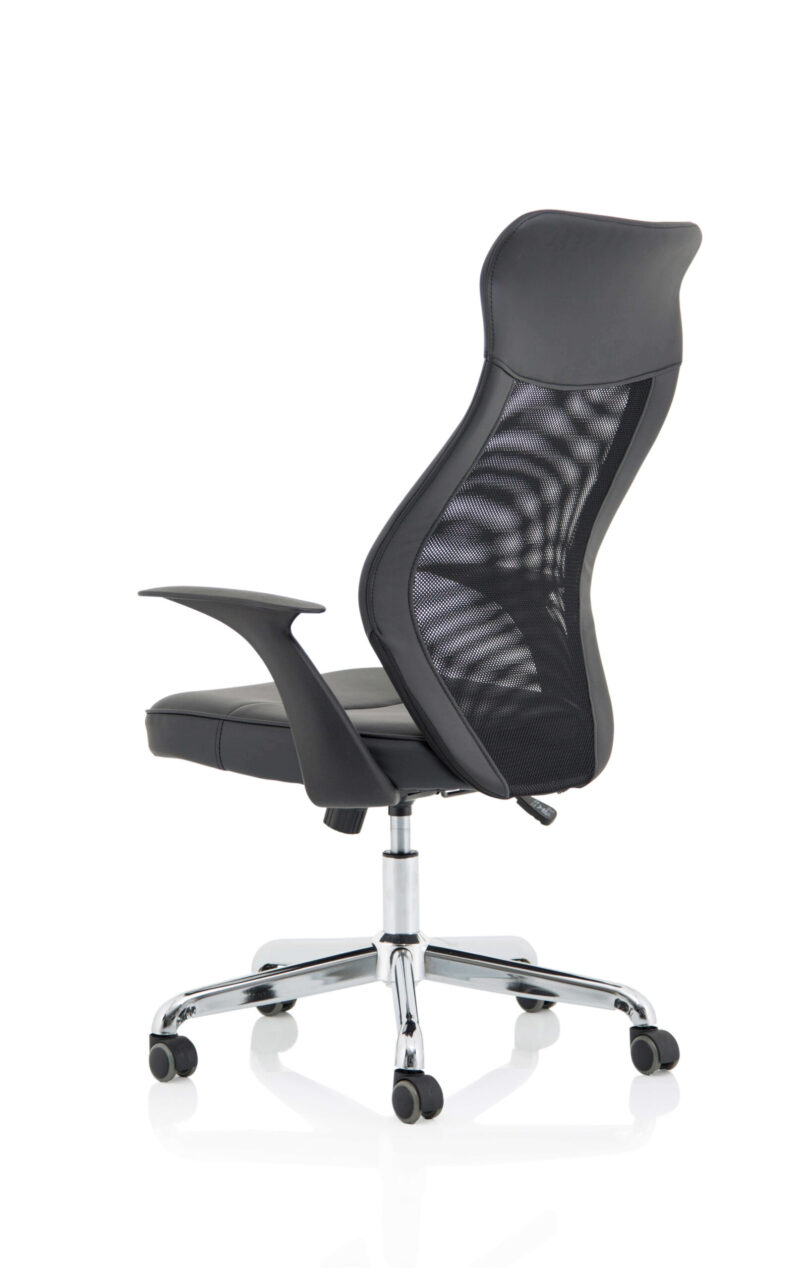 Cove High Mesh Back Task Operator Black Leather Office Chair with Arms - Image 5