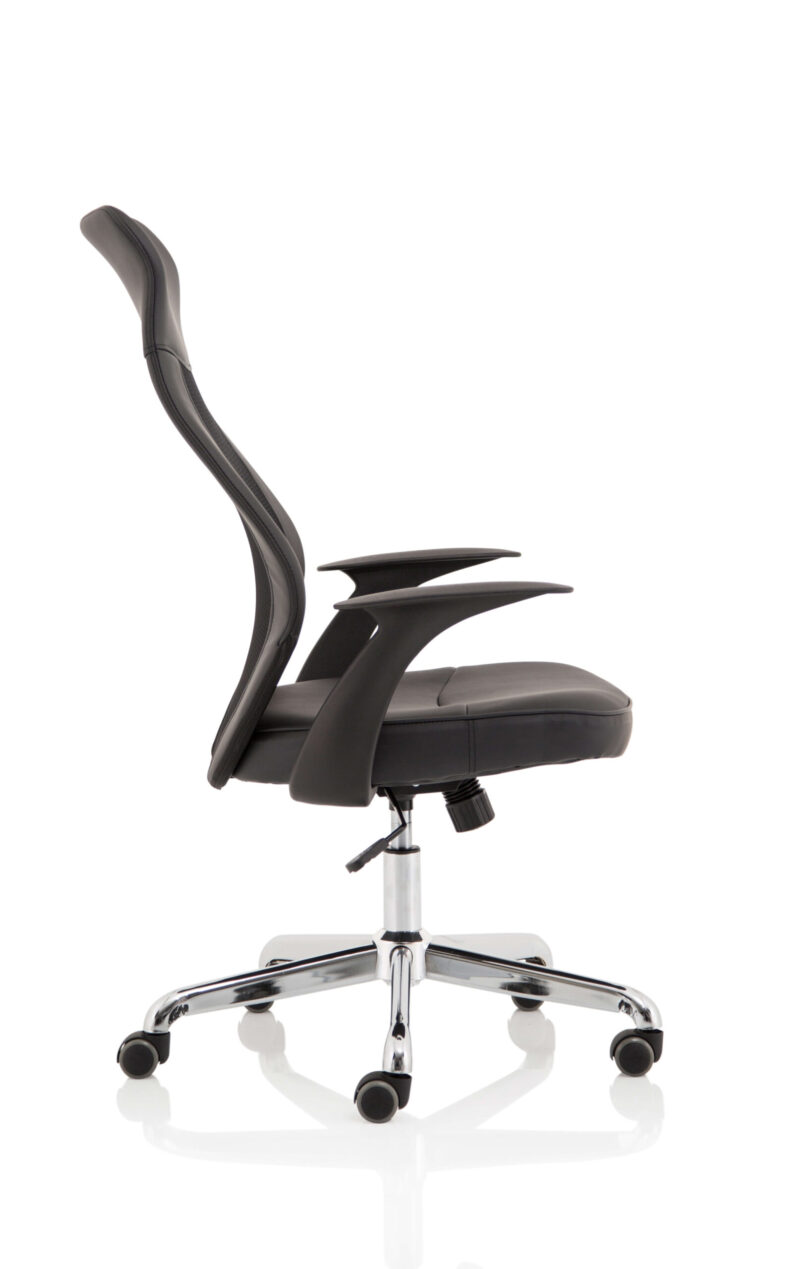 Cove High Mesh Back Task Operator Black Leather Office Chair with Arms - Image 8