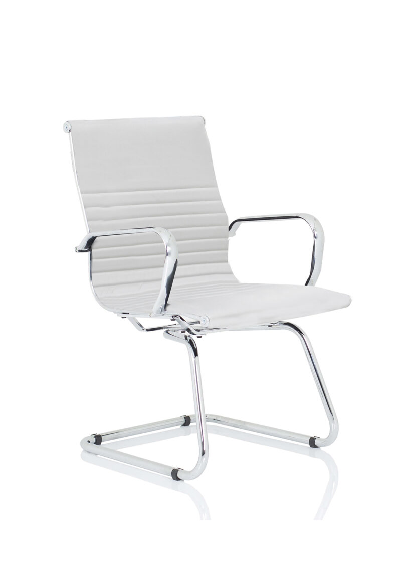 Orleans Black Leather Cantilever Visitor Chair with Arms - Image 3