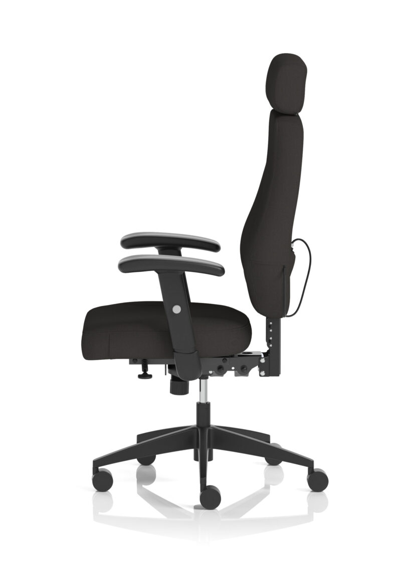 Syntra High Back Black Fabric Ergonomic Task Operator Office Chair with Arms and Headrest - Image 4