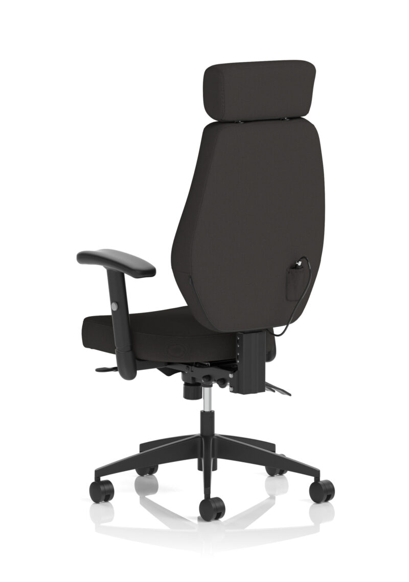 Syntra High Back Black Fabric Ergonomic Task Operator Office Chair with Arms and Headrest - Image 5