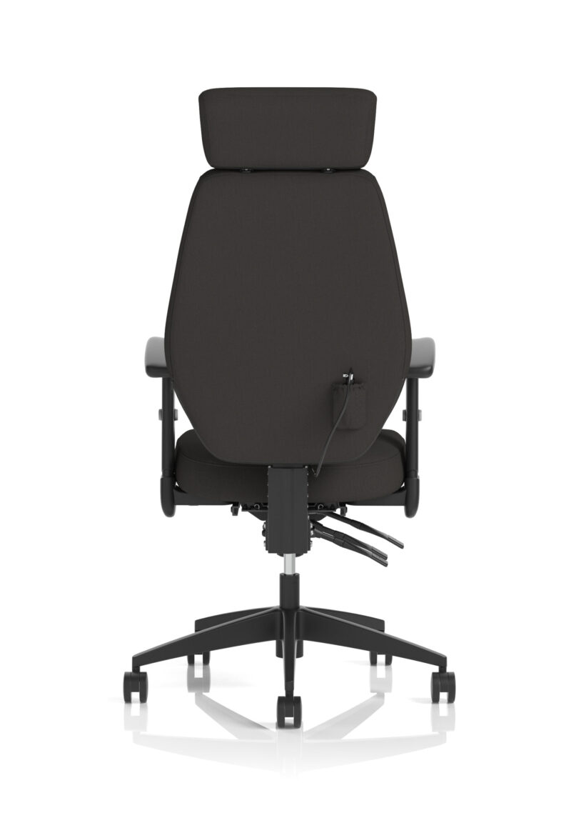 Syntra High Back Black Fabric Ergonomic Task Operator Office Chair with Arms and Headrest - Image 6