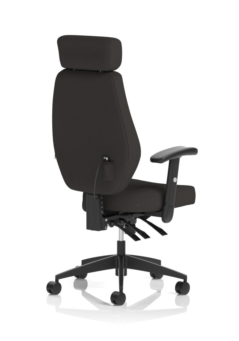 Syntra High Back Black Fabric Ergonomic Task Operator Office Chair with Arms and Headrest - Image 7