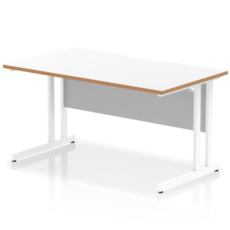 Surge Scalloped Edge 1400mm Straight Desk Cantilever Leg